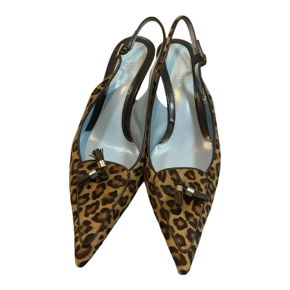 Lambertson Truex Women’s Size 39 Pony Hair Animal Print Slingback Pumps Sandals - Picture 10 of 16